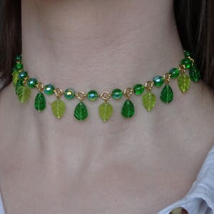 Leafy Necklace, Czech Glass Beads image 5