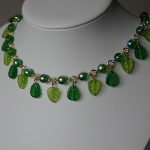 Leafy Necklace, Czech Glass Beads image 3