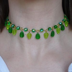 Leafy Necklace, Czech Glass Beads image 6