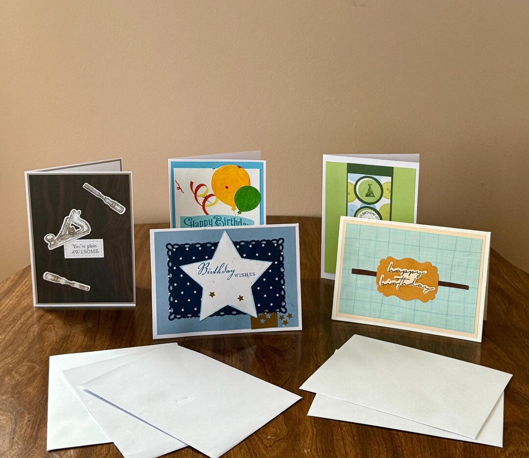 Handmade Birthday Cards Set of 5 – A2 Assorted Greeting Cards, Hand ...