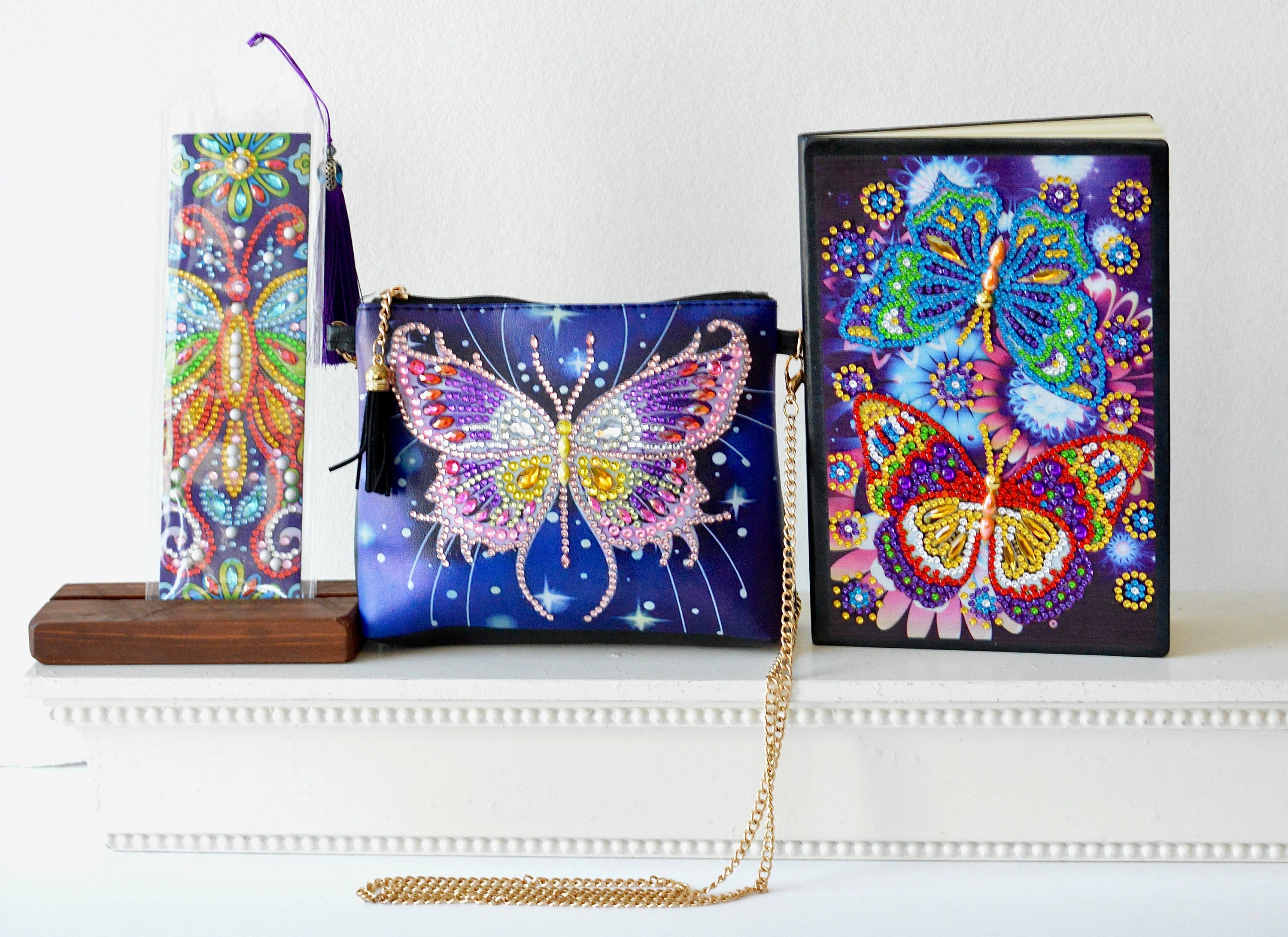 5D Diamond Painting Butterfly Purse With Chain, Purple Beaded Bookmark and  Journal Sketchbook, Diamond Art Butterfly Gifts -  Sweden