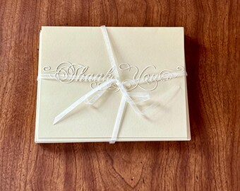 Embossed Script Thank You Cards - Handmade Stationery Set of 10