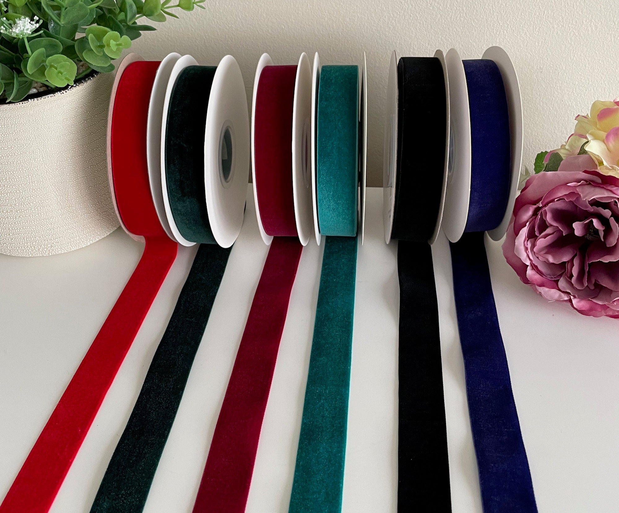Luxury Velvet Ribbon in Assorted Colours, 25mm Width - Price per