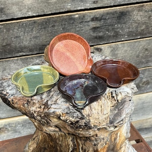 Handmade ceramic spoon rest, hand thrown stoneware spoon rest, functional pottery