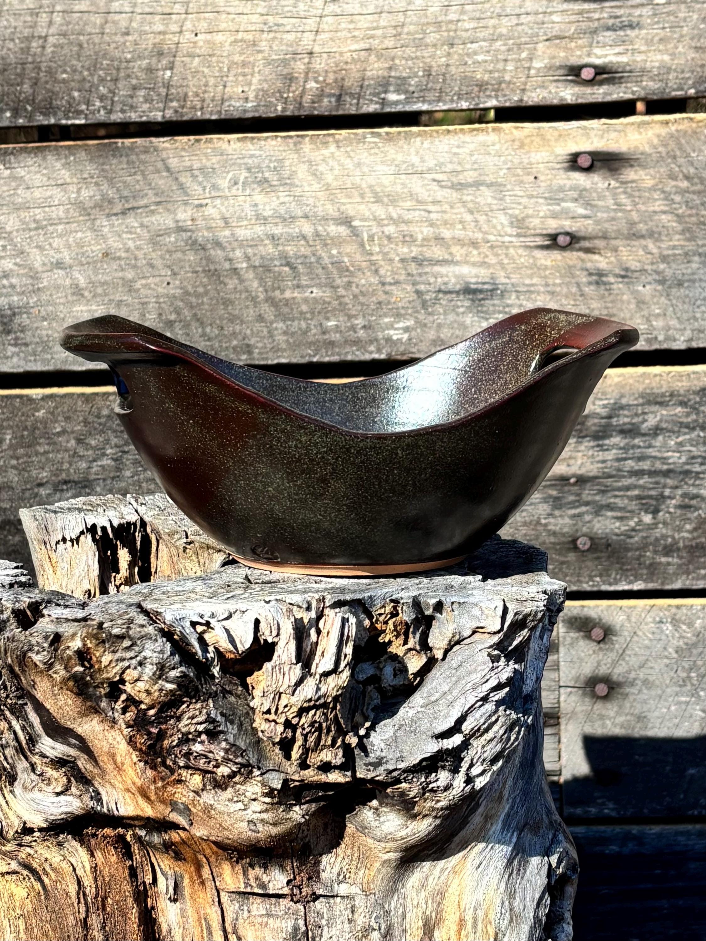 Handmade Ceramic Serving Bowl, With Handles, Hand Thrown Stoneware Bowl ...