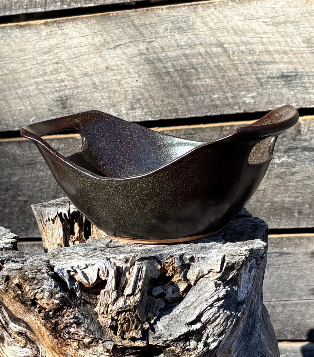 Handmade Ceramic Serving Bowl, With Handles, Hand Thrown Stoneware Bowl ...