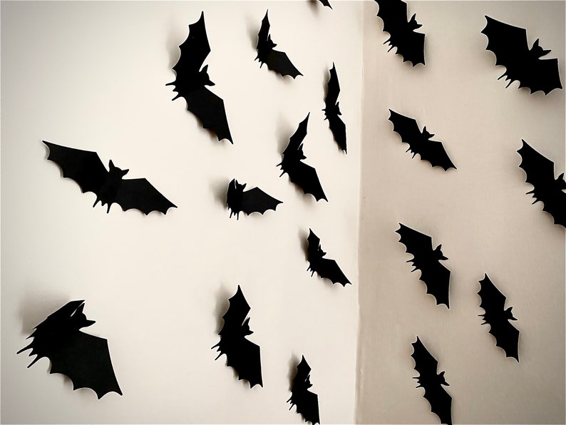 Halloween 3D Wall Bats Assorted Sizes Bat Decor Spooky Halloween Wall Decor Halloween 3D Wall Decal Party Gothic UK image 2
