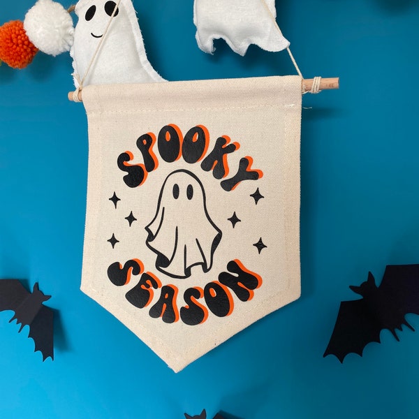Spooky Season Pennant Flag | Halloween Pennant | Halloween Wall Decor | Kids Room | Spooky season Cotton Wall Hanging | Handmade | UK