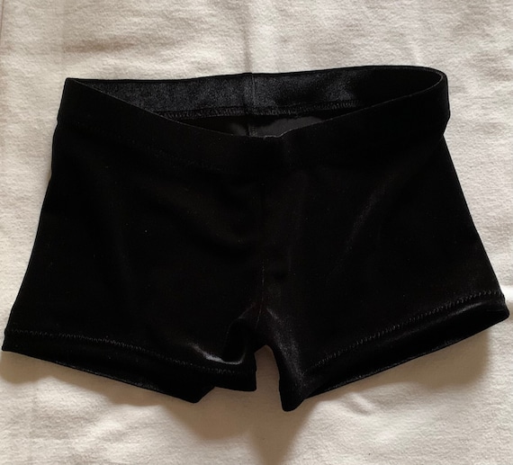 CLEARANCE Girls black velvet over leotard shorts sizes 36 - Main Image