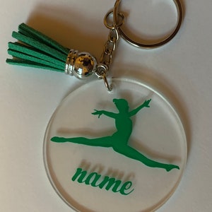 Personalised gymnastics keyring keychain gymnast and name gift idea
