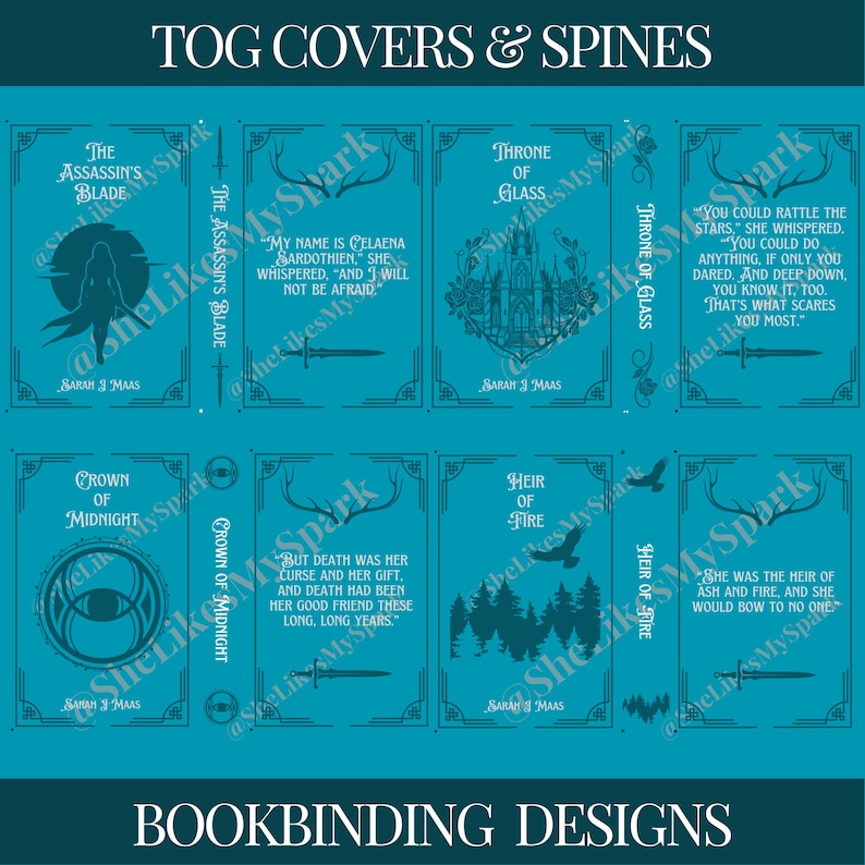 Htv Journal Covers Throne of Glass Tandem Covers Bookbinding Cover Designs PNG Files ...