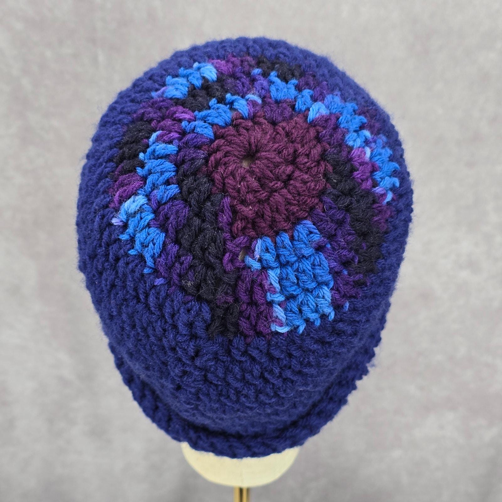 Blue Purple Crochet Knit Bucket Cap Hat Flower Vintage‎ Y2K Beanie Dyfzdhu Fashion Women Bucket Hat Winter Warm Crochet Knitted  main image 4