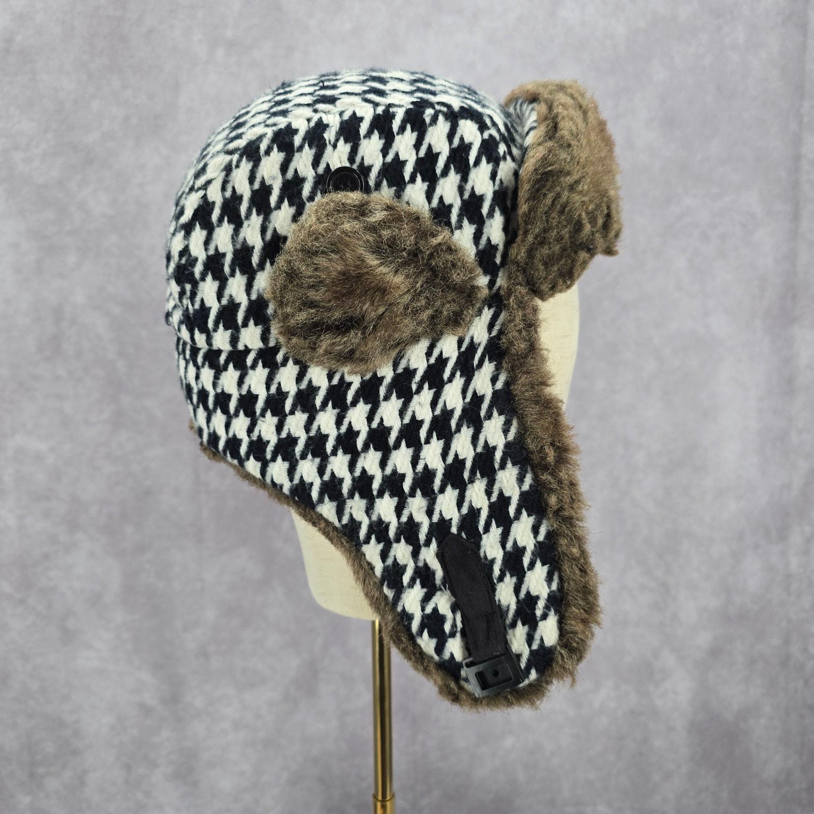 Mudd Black‎ Aviator Trapper Fux Houndstooth Earmuff Buckle Pilot Cap Bucket Hat Mudd Black Aviator Trapper Fux Houndstooth Earmuff Buckle  main image 3