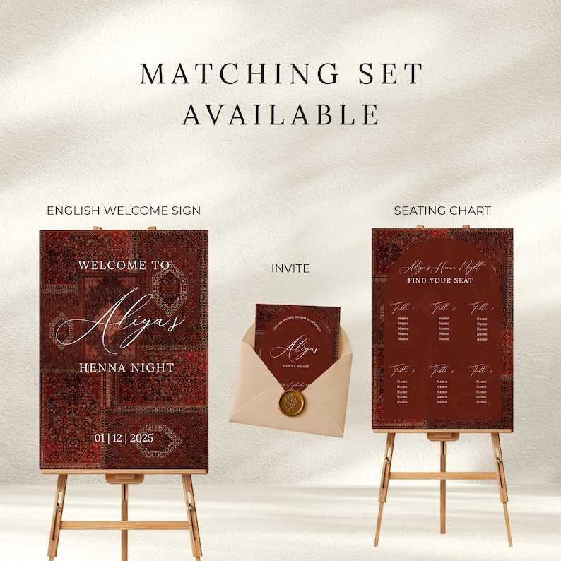 Kina Gecesi Welcome Sign | Editable Turkish Henna Night Poster | Oriental Pre-Wedding Decor | Canva template image 7