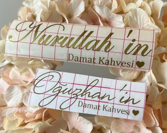 Personalisierter 'Damat Kahvesi' Vinylsticker | Vielfältige Designs & Farben