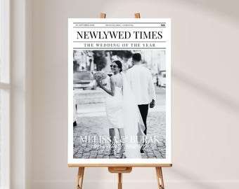 Newspaper Welcome Sign | Editable Template | Wedding, Newspaper, News, Template, Wedding Newspaper | Canva Design