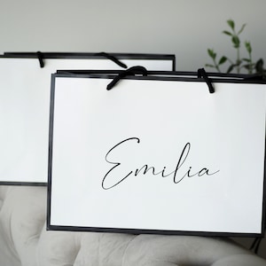 Gepersonaliseerde cadeautas | Wit/Zwart | 28x20x10cm | Naam, Cadeau, Moederdag, Baby, Bruiloft, Ramadan, Verjaardag, Kerstmis