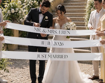 Personalisierte Hochzeitsbänder 3er Set | Satinbänder für Standesamt & Trauung