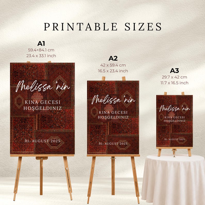 Kina Gecesi Welcome Sign | Editable Turkish Henna Night Poster | Oriental Pre-Wedding Decor | Canva template image 3
