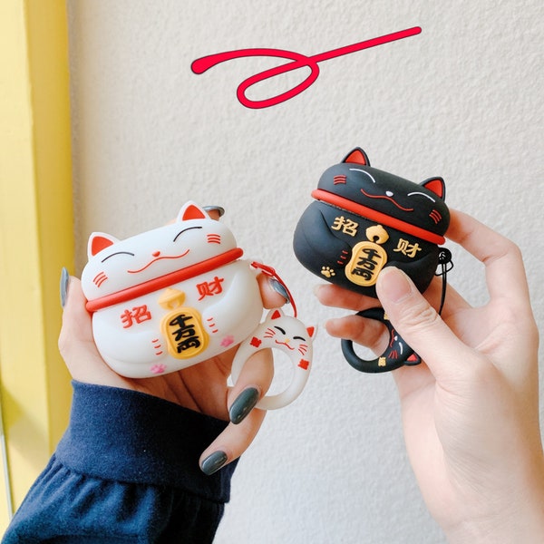 Japanese AirPod 1+2 / Pro Case | Cat Gift | Maneki Neko | Lucky Charm | Gift Idea | Small Gift | Japanese Gift | Cute Gift | Present | Cat