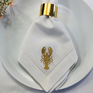 Lobster Napkin Nautical embroidered Table Decor Seafood Lovers Beach-themed Parties Summer Gatherings Lobster Maritime Charm . image 2