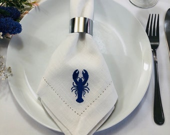 Lobster Napkin Nautical  embroidered Table Decor Seafood Lovers Beach-themed Parties Summer Gatherings Lobster Maritime Charm .