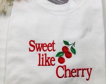 Embroidered Cherry T-Shirt: Sweet Fruit Lover Unisex Tee