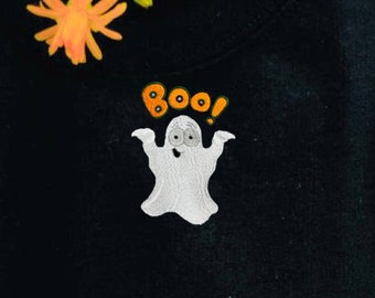 Halloween Sweatshirt, Embroidered with funny BOO ghost, Whimsical playful, trick or treat, spooky season, Unisex sweat shirt, autumn gift .