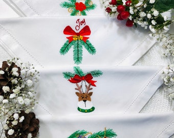 Christmas Pine Napkin theme on Finest Cotton or Linen .