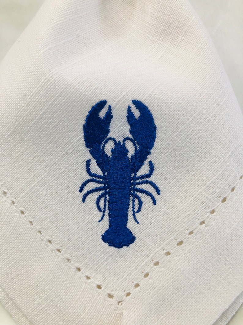 Lobster Napkin Nautical embroidered Table Decor Seafood Lovers Beach-themed Parties Summer Gatherings Lobster Maritime Charm . image 6