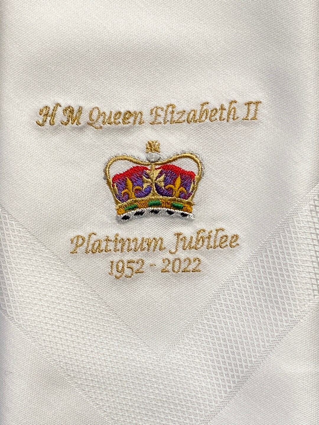 Platinum Jubilee Celebration Embroidered Napkin on Cotton or Etsy