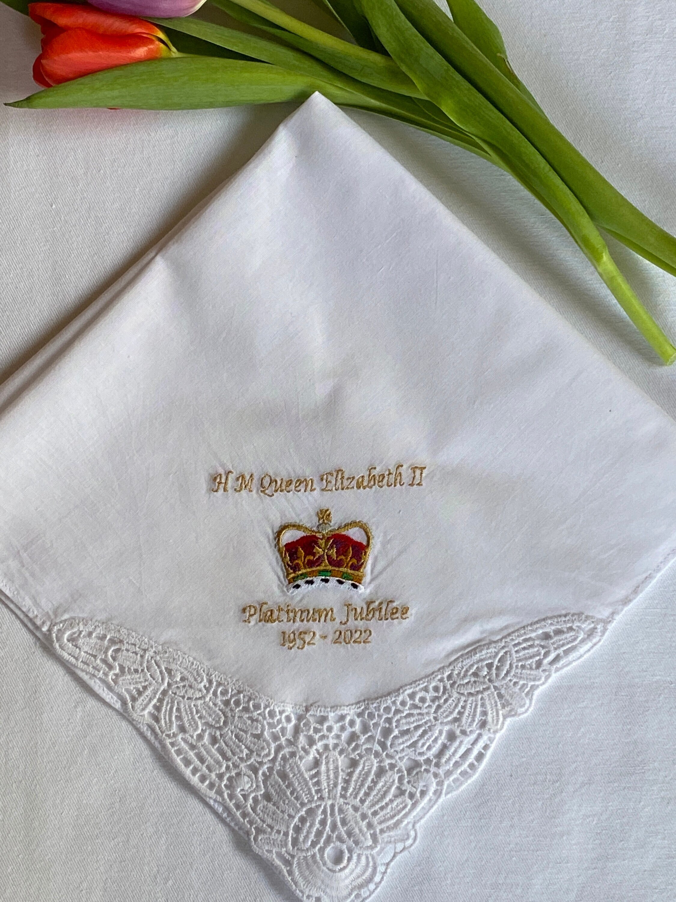 Platinum Jubilee Celebration Lace Handkerchief in Soft