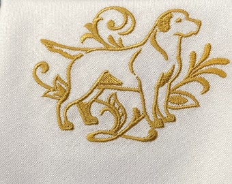 Classic Dogs Embroidered Fine Cotton Napkin .