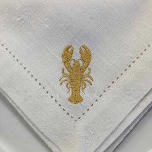 Lobster Napkin Nautical embroidered Table Decor Seafood Lovers Beach-themed Parties Summer Gatherings Lobster Maritime Charm . image 4