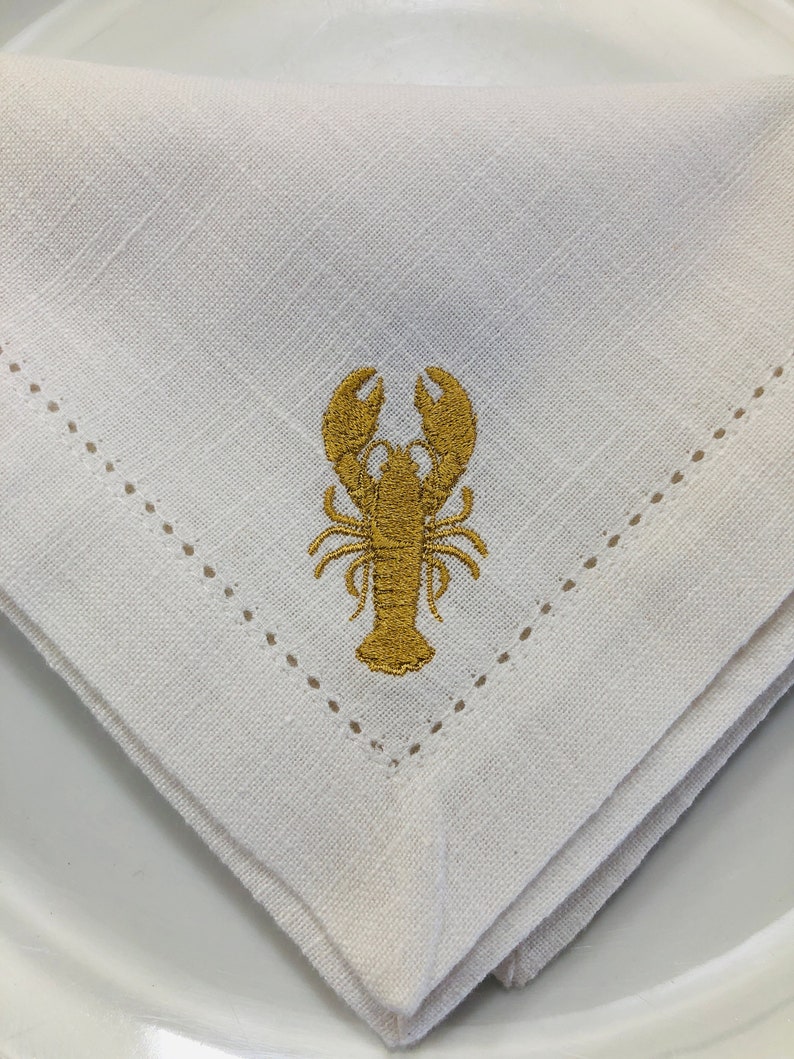 Lobster Napkin Nautical embroidered Table Decor Seafood Lovers Beach-themed Parties Summer Gatherings Lobster Maritime Charm . image 4