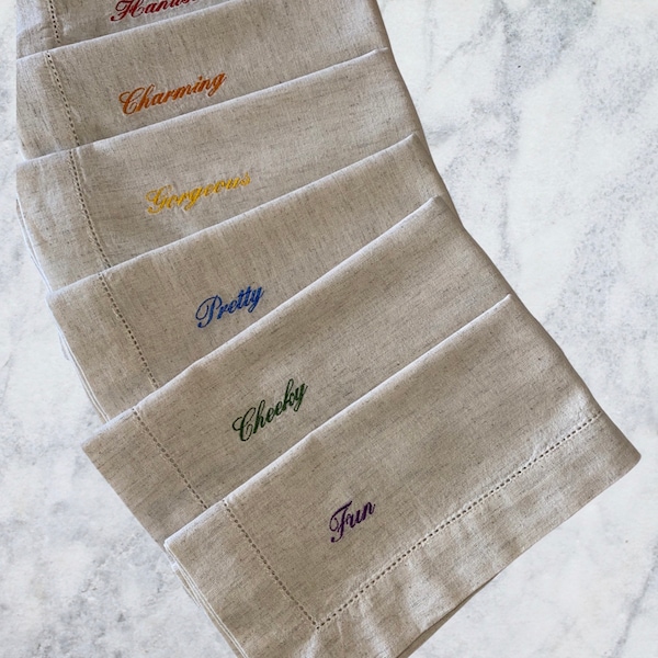 Embroidered Napkins Etsy