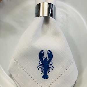 Lobster Napkin Nautical embroidered Table Decor Seafood Lovers Beach-themed Parties Summer Gatherings Lobster Maritime Charm . image 5