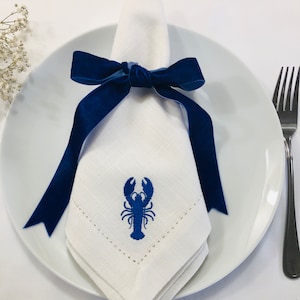 Lobster Napkin Nautical embroidered Table Decor Seafood Lovers Beach-themed Parties Summer Gatherings Lobster Maritime Charm . image 3