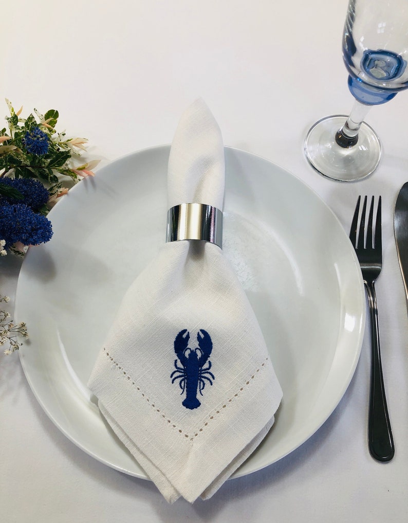 Lobster Napkin Nautical embroidered Table Decor Seafood Lovers Beach-themed Parties Summer Gatherings Lobster Maritime Charm . image 1