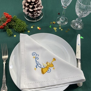 Embroidered Angel Napkin for Christmas .