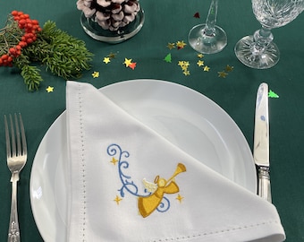 Embroidered Angel Napkin for Christmas .
