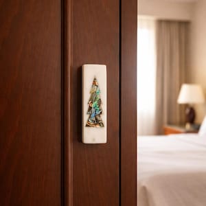 Witmarmeren kastgreep met abalone-inlegwerk luxe stenen ladehandvat