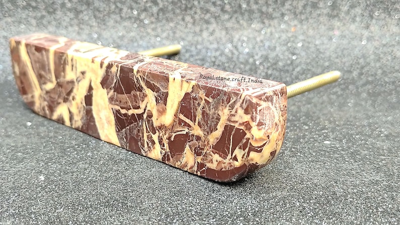 Brown Marble Handle Natural Stone Drawer Pull Modern Cabinet Hardware image 7