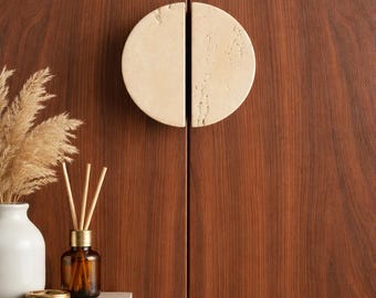 Travertine Half Moon Drawer Pulls  Natural Stone Handles