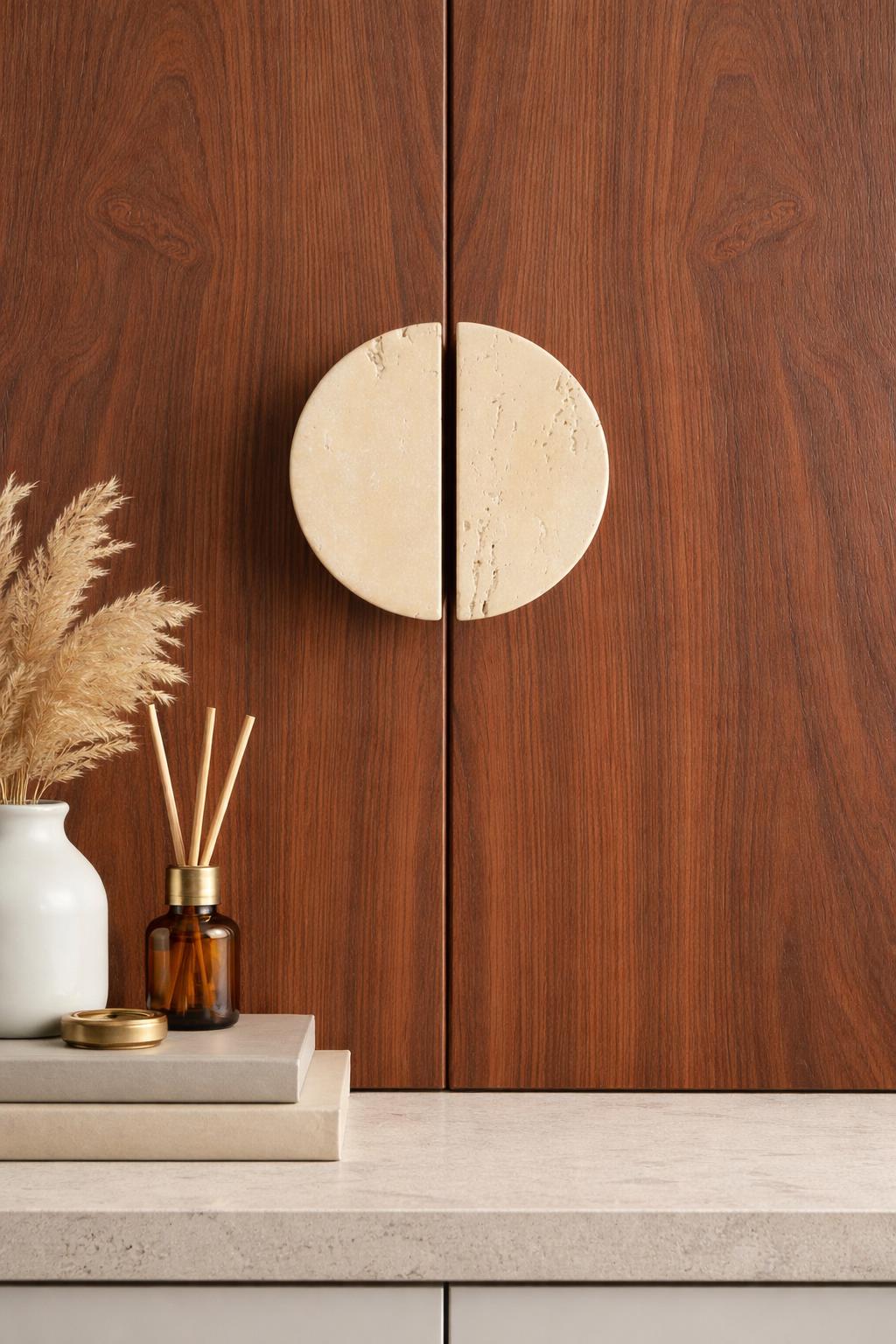Travertine Half Moon Drawer Pulls Natural Stone Handles