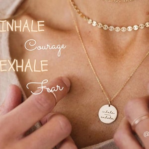 Inhale exhale minimalist dainty Necklace | Courage Fear inspirational quote jewelry | Friend mom teacher Gift | birthday thank you gift