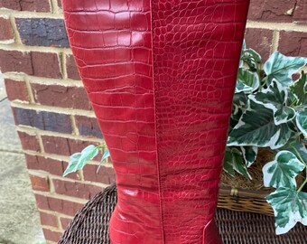 snakeskin red boots