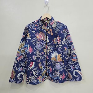 Floral Quilted Jacket, Cotton Quilted Jacket, Buffer Quilted Jacket, Women Wear Front Open Kimono, New Style Party Wear Jacket, Free Size