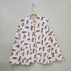 White Print Cotton Women Quilted Jacket Printed Boho Style Quilted Handmade Jacket Coat Holiday Gifts Button Closer Jacket For Women