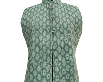 Cotton Women&#39;s Quilted Jacket, Block Printed Boho Style Quilted Handmade Jackets, Women Wear New Style Coat, Gift For Her Women or Girl Vest